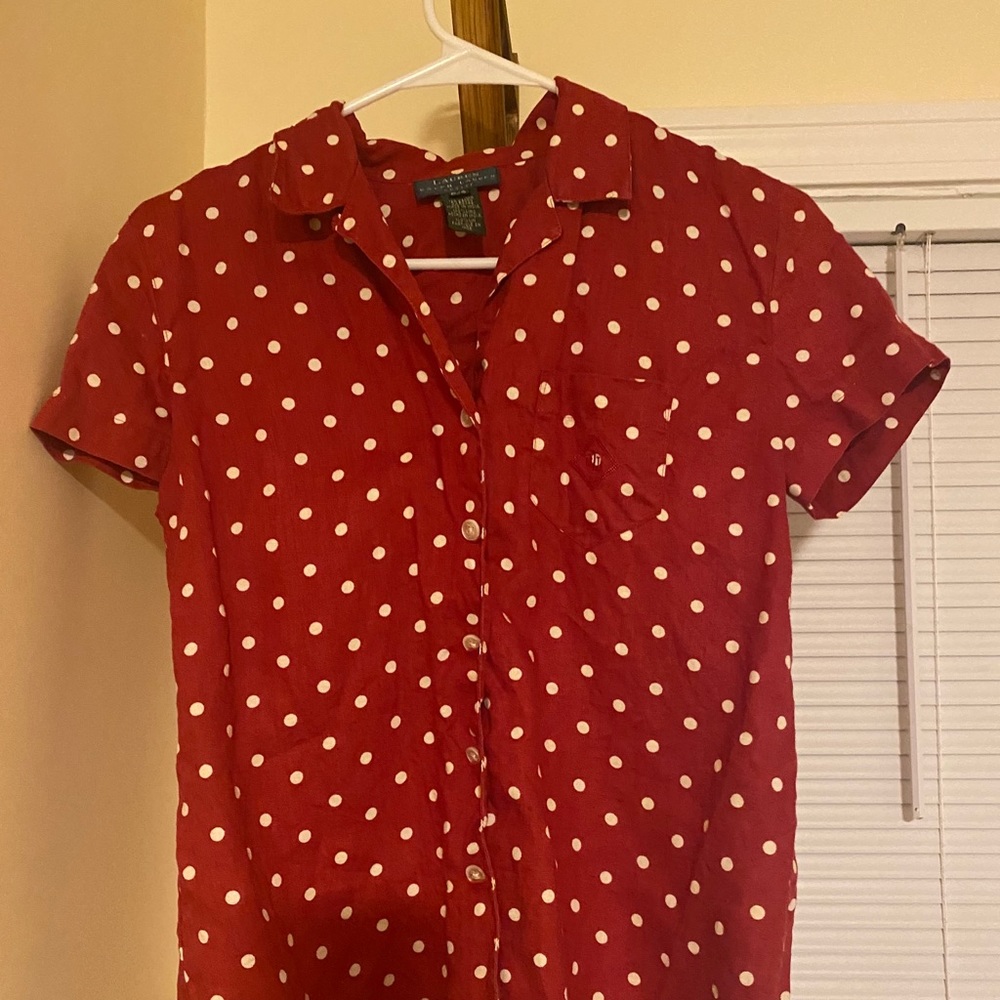 Vintage Ralph Lauren polka dot button down shirt